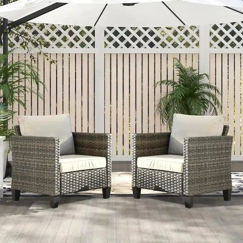 Ensemble de 2 chaises de patio en rotin et osier XIZZI avec coussins