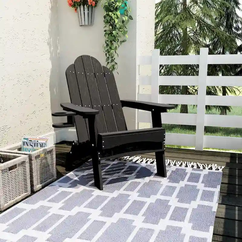 LUE BONA Chaises Adirondack d'extérieur pliantes écologiques en plastique HDPS avec porte-gobelet - 35P x 30L x 36,2H