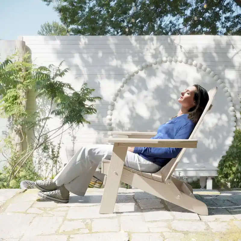 LUE BONA Chaises Adirondack d'extérieur pliantes écologiques en plastique HDPS avec porte-gobelet - 35P x 30L x 36,2H