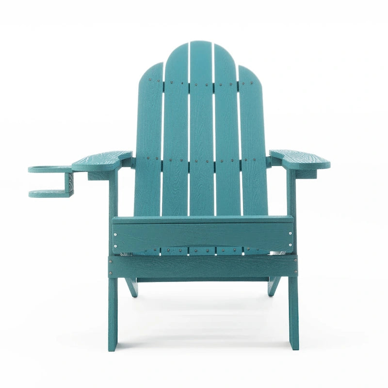 LUE BONA Chaises Adirondack d'extérieur pliantes écologiques en plastique HDPS avec porte-gobelet - 35P x 30L x 36,2H
