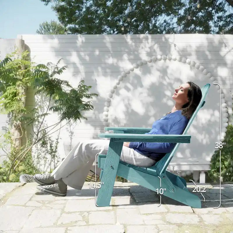 LUE BONA Chaises Adirondack d'extérieur pliantes écologiques en plastique HDPS avec porte-gobelet - 35P x 30L x 36,2H