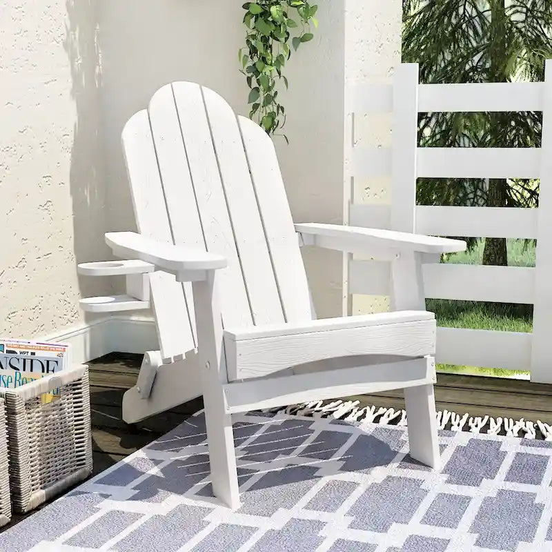 LUE BONA Chaises Adirondack d'extérieur pliantes écologiques en plastique HDPS avec porte-gobelet - 35P x 30L x 36,2H