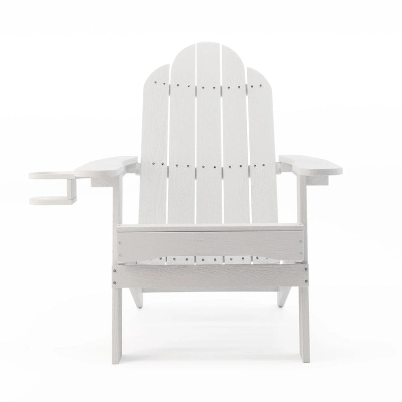 LUE BONA Chaises Adirondack d'extérieur pliantes écologiques en plastique HDPS avec porte-gobelet - 35P x 30L x 36,2H