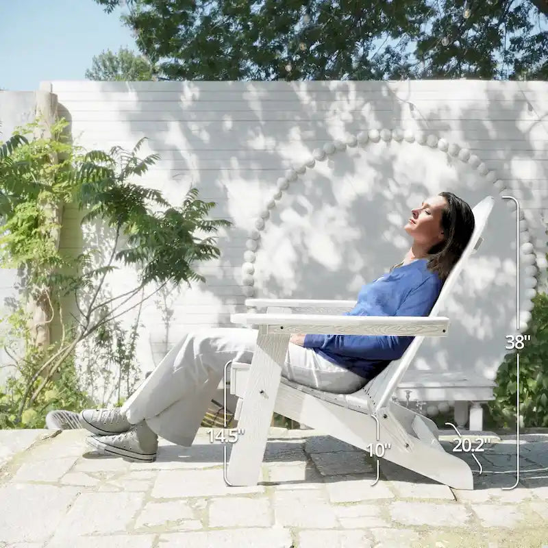 LUE BONA Chaises Adirondack d'extérieur pliantes écologiques en plastique HDPS avec porte-gobelet - 35P x 30L x 36,2H