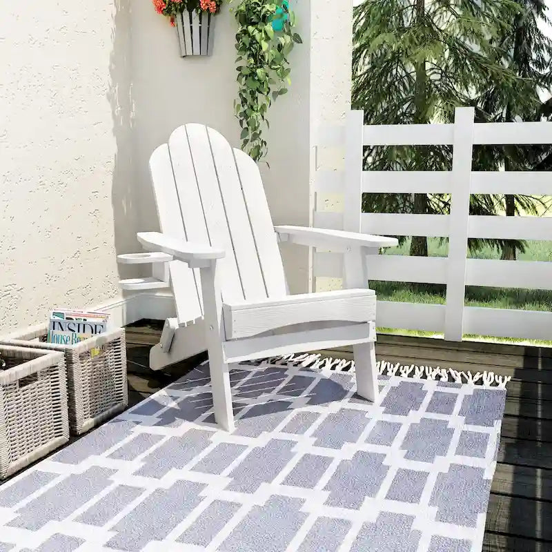 LUE BONA Chaises Adirondack d'extérieur pliantes écologiques en plastique HDPS avec porte-gobelet - 35P x 30L x 36,2H