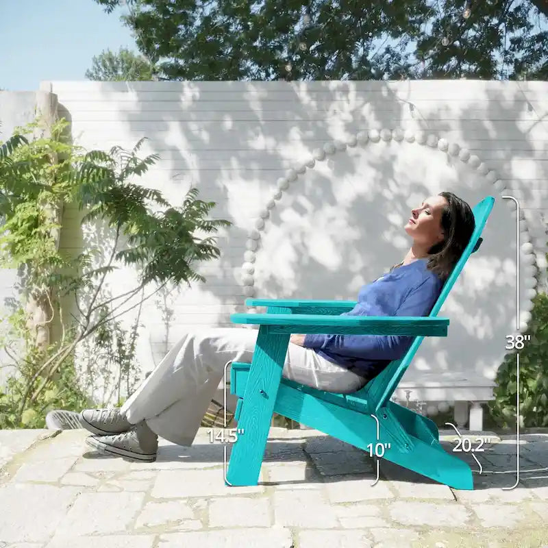 LUE BONA Chaises Adirondack d'extérieur pliantes écologiques en plastique HDPS avec porte-gobelet - 35P x 30L x 36,2H