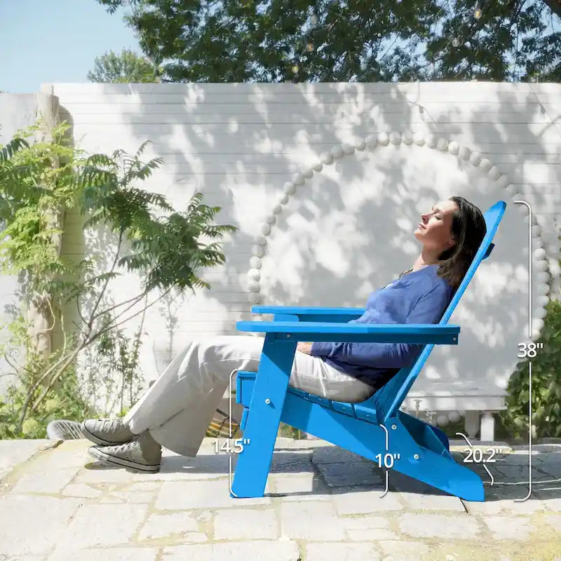 LUE BONA Chaises Adirondack d'extérieur pliantes écologiques en plastique HDPS avec porte-gobelet - 35P x 30L x 36,2H