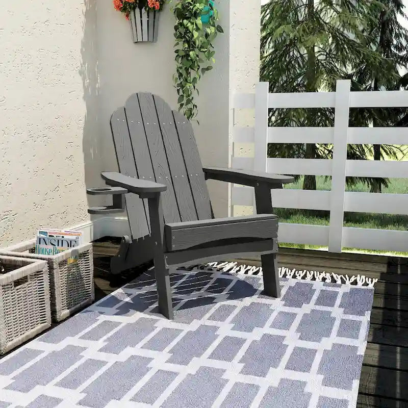 LUE BONA Chaises Adirondack d'extérieur pliantes écologiques en plastique HDPS avec porte-gobelet - 35P x 30L x 36,2H