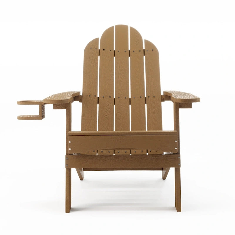 LUE BONA Chaises Adirondack d'extérieur pliantes écologiques en plastique HDPS avec porte-gobelet - 35P x 30L x 36,2H