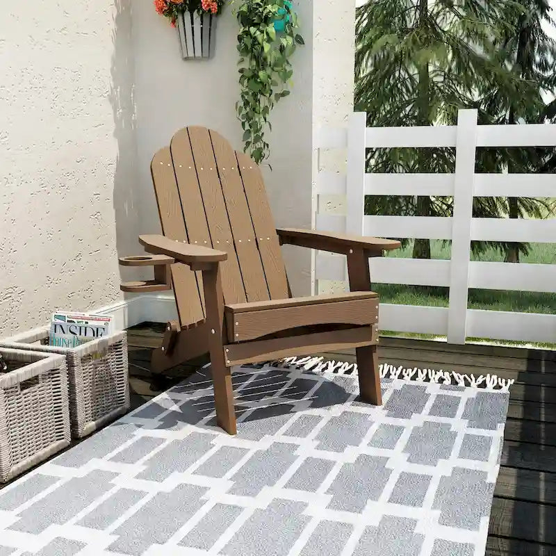 LUE BONA Chaises Adirondack d'extérieur pliantes écologiques en plastique HDPS avec porte-gobelet - 35P x 30L x 36,2H