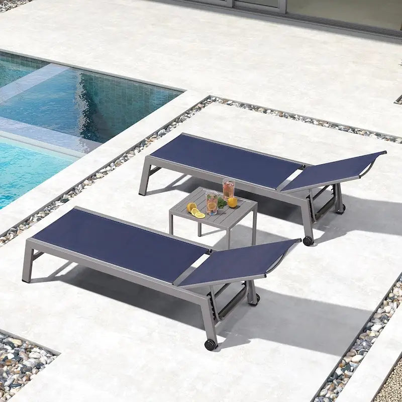 PURPLE LEAF Chaise longue d'extérieur, lot de 2, en aluminium, avec roues faciles à déplacer et dossier réglable