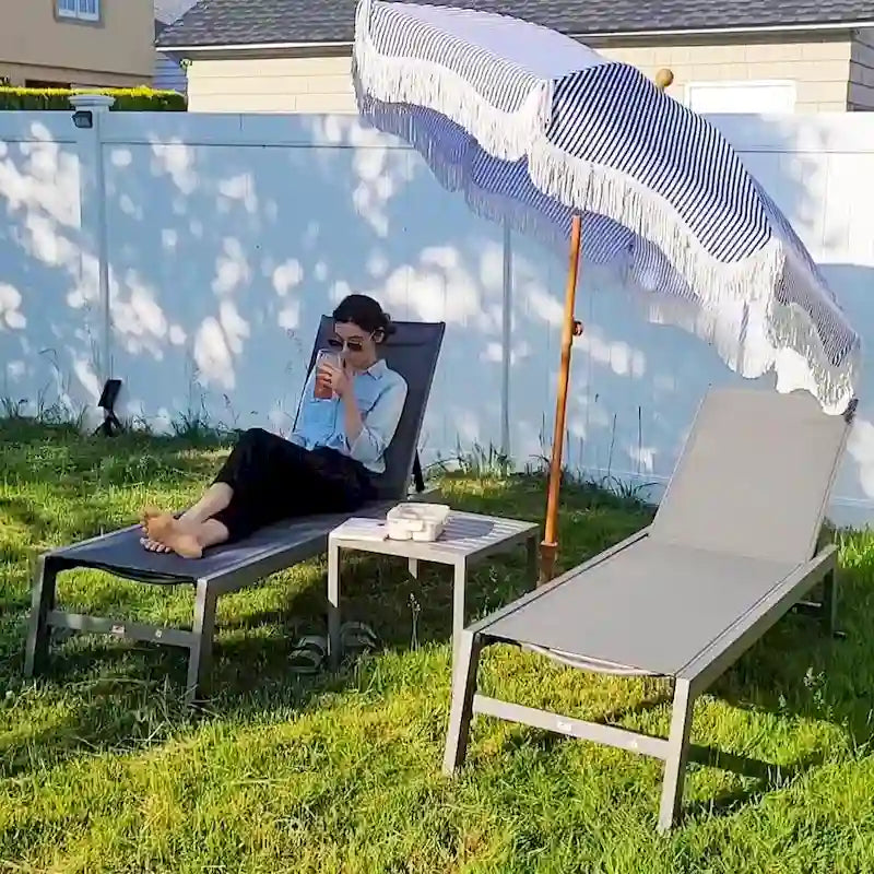 PURPLE LEAF Chaise longue d'extérieur, lot de 2, en aluminium, avec roues faciles à déplacer et dossier réglable