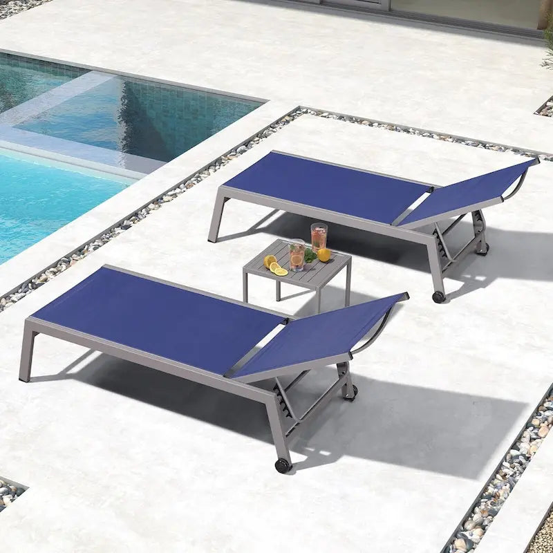 PURPLE LEAF Chaise longue d'extérieur, lot de 2, en aluminium, avec roues faciles à déplacer et dossier réglable