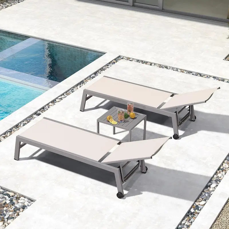 PURPLE LEAF Chaise longue d'extérieur, lot de 2, en aluminium, avec roues faciles à déplacer et dossier réglable