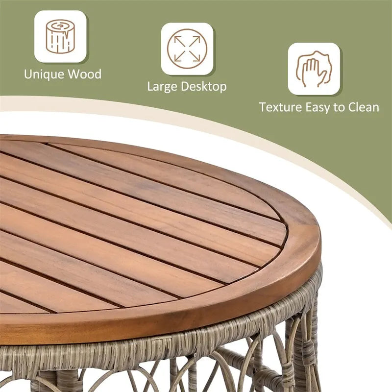 Ensemble de canapé d'extérieur 4 pièces avec coussins amovibles et plateau de table en bois