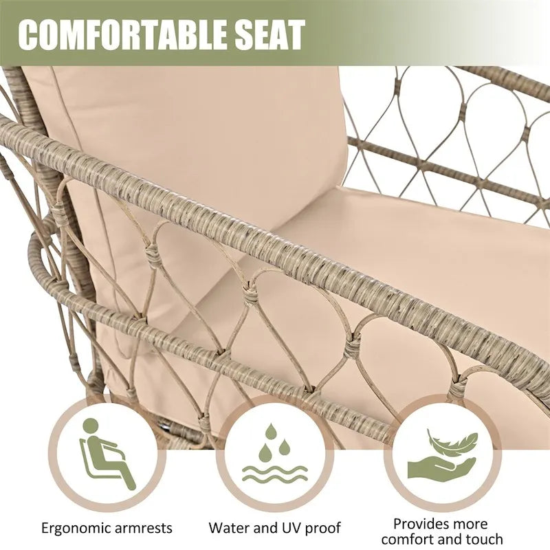 Ensemble de canapé d'extérieur 4 pièces avec coussins amovibles et plateau de table en bois
