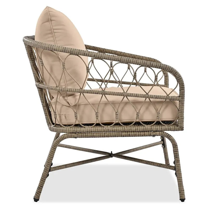 Ensemble de canapé d'extérieur 4 pièces avec coussins amovibles et plateau de table en bois