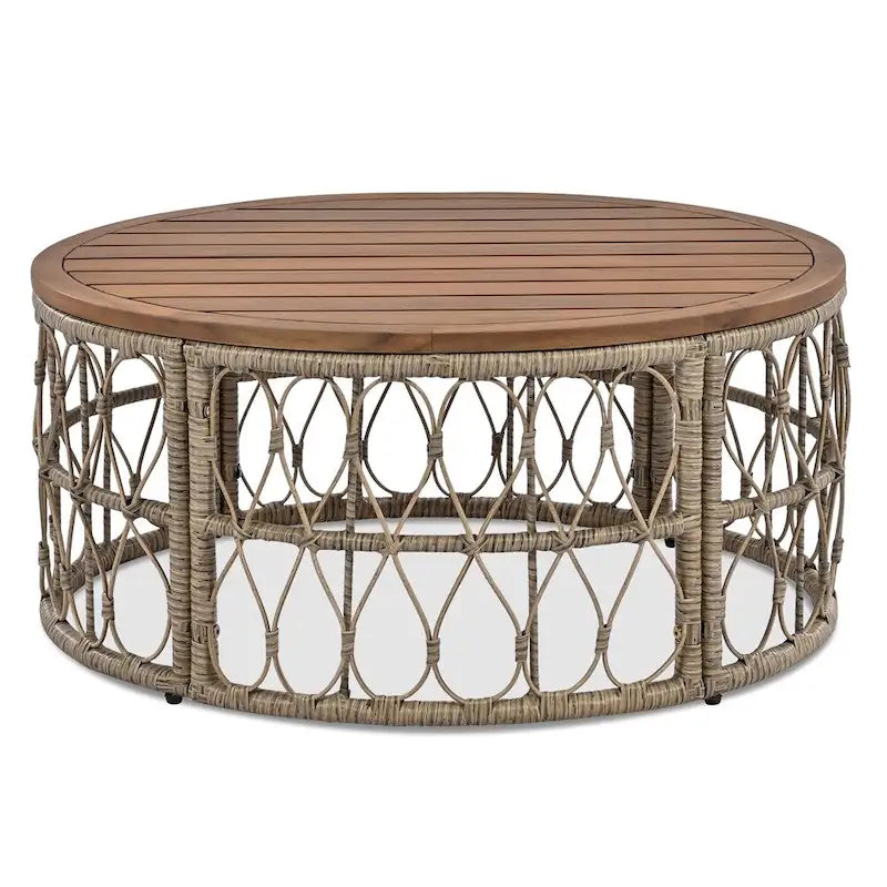 Ensemble de canapé d'extérieur 4 pièces avec coussins amovibles et plateau de table en bois