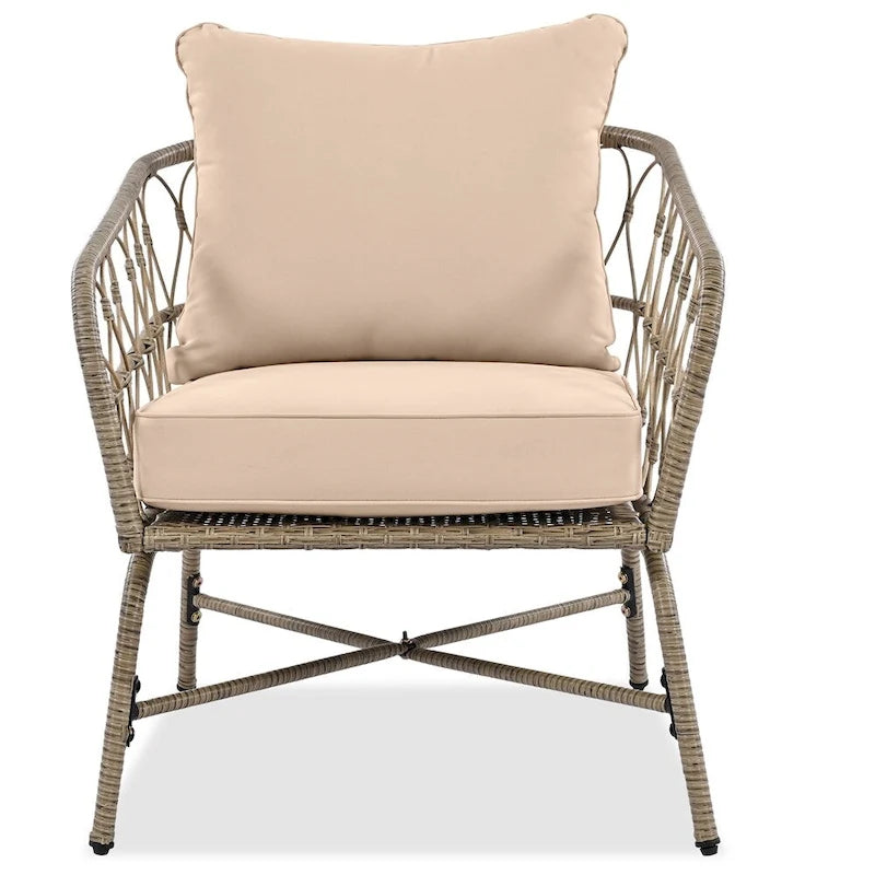 Ensemble de canapé d'extérieur 4 pièces avec coussins amovibles et plateau de table en bois