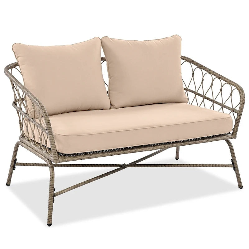 Ensemble de canapé d'extérieur 4 pièces avec coussins amovibles et plateau de table en bois