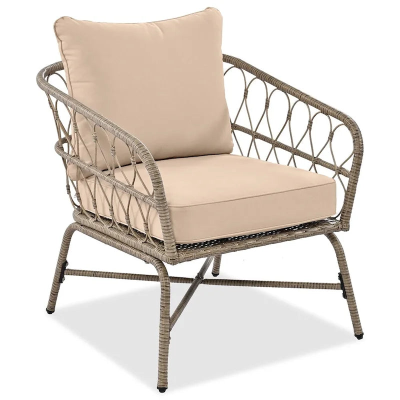 Ensemble de canapé d'extérieur 4 pièces avec coussins amovibles et plateau de table en bois