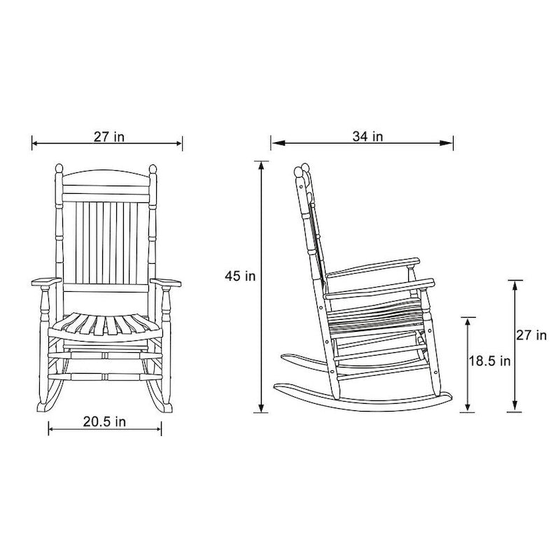 Fauteuil à bascule ergonomique en bois massif véritable Rhode Island avec ornements.