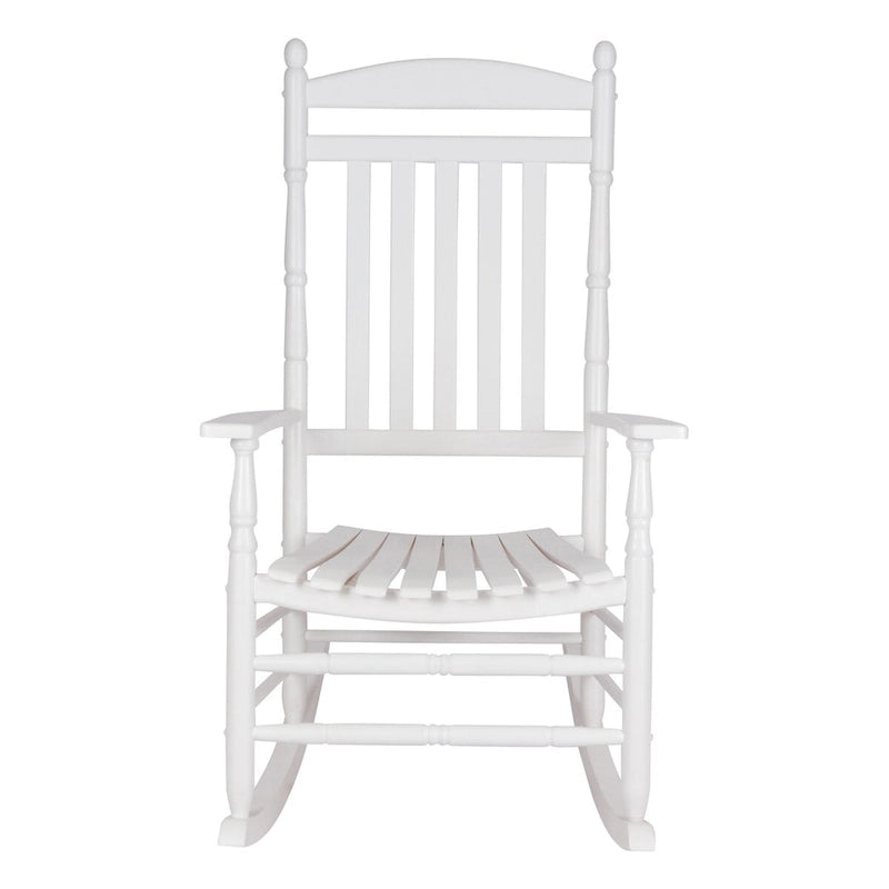 Fauteuil à bascule ergonomique en bois massif véritable Rhode Island avec ornements.