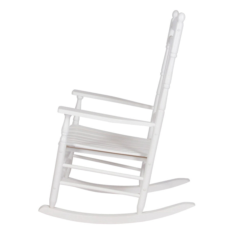 Fauteuil à bascule ergonomique en bois massif véritable Rhode Island avec ornements.