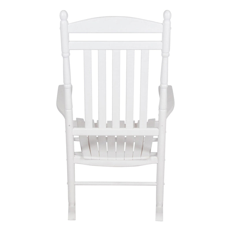 Fauteuil à bascule ergonomique en bois massif véritable Rhode Island avec ornements.