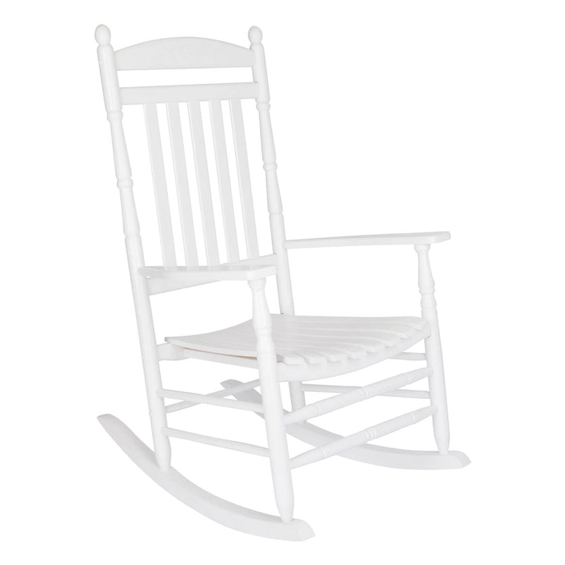 Fauteuil à bascule ergonomique en bois massif véritable Rhode Island avec ornements.