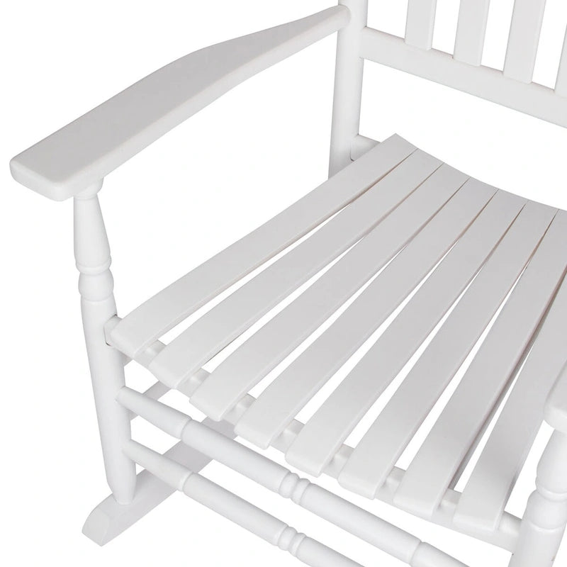 Fauteuil à bascule ergonomique en bois massif véritable Rhode Island avec ornements.