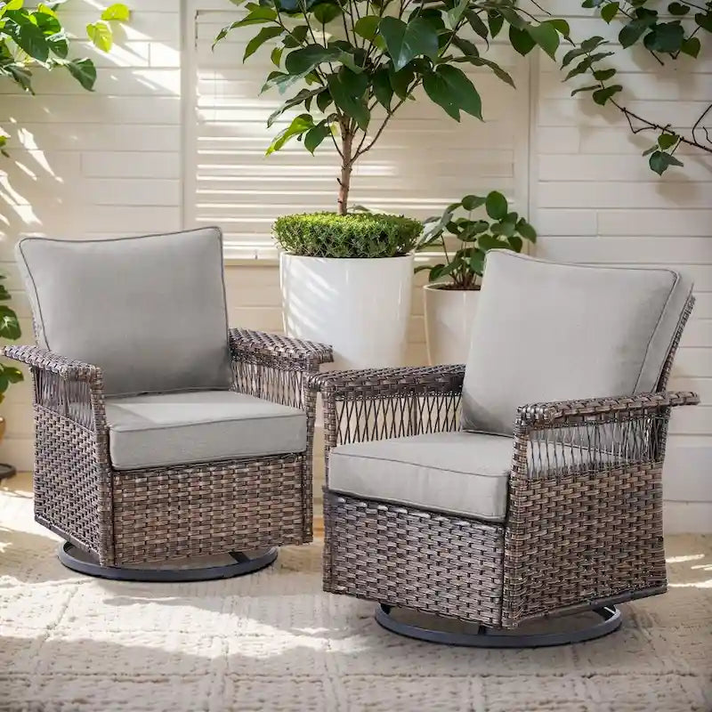 Gymojoy Lot de 2 fauteuils de jardin pivotants et à bascule - Marron
