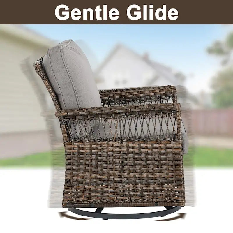 Gymojoy Lot de 2 fauteuils de jardin pivotants et à bascule - Marron