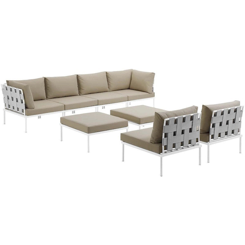 Ensemble de canapé d'angle de jardin 8 pièces en aluminium Harmony
