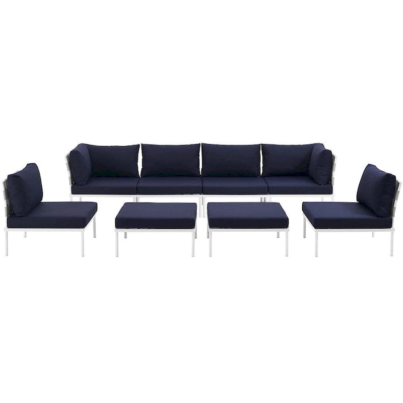 Ensemble de canapé d'angle de jardin 8 pièces en aluminium Harmony