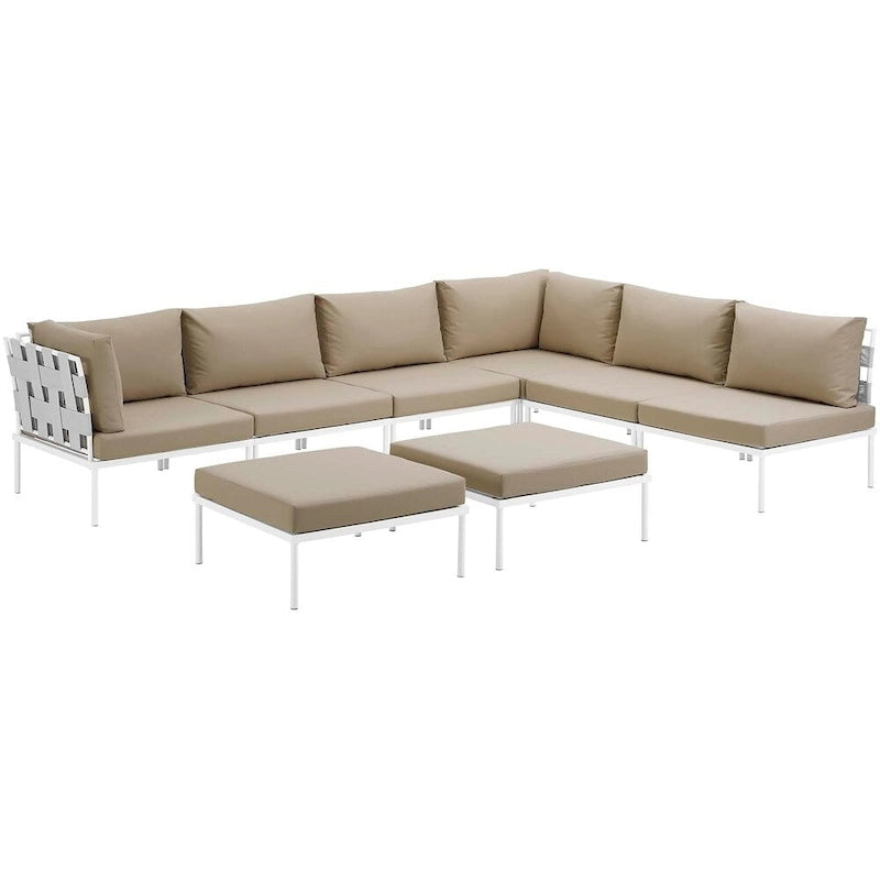 Ensemble de canapé d'angle de jardin 8 pièces en aluminium Harmony