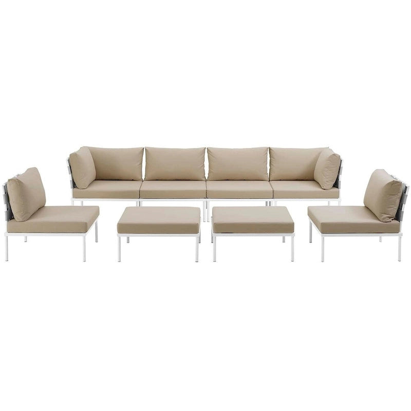 Ensemble de canapé d'angle de jardin 8 pièces en aluminium Harmony