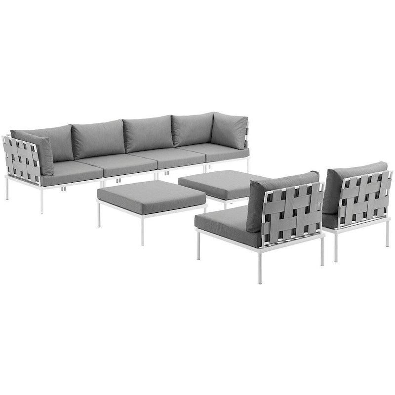 Ensemble de canapé d'angle de jardin 8 pièces en aluminium Harmony
