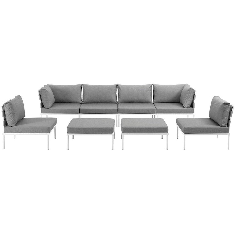 Ensemble de canapé d'angle de jardin 8 pièces en aluminium Harmony