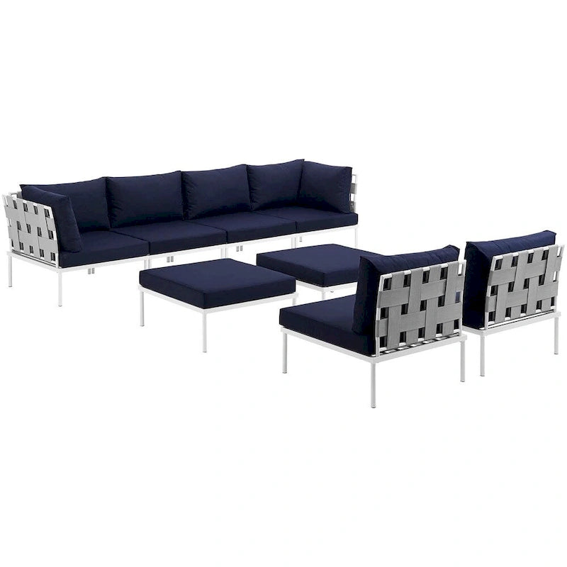 Ensemble de canapé d'angle de jardin 8 pièces en aluminium Harmony