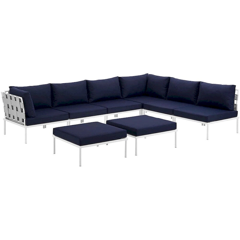 Ensemble de canapé d'angle de jardin 8 pièces en aluminium Harmony