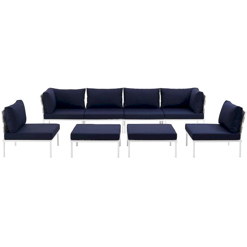 Ensemble de canapé d'angle de jardin 8 pièces en aluminium Harmony