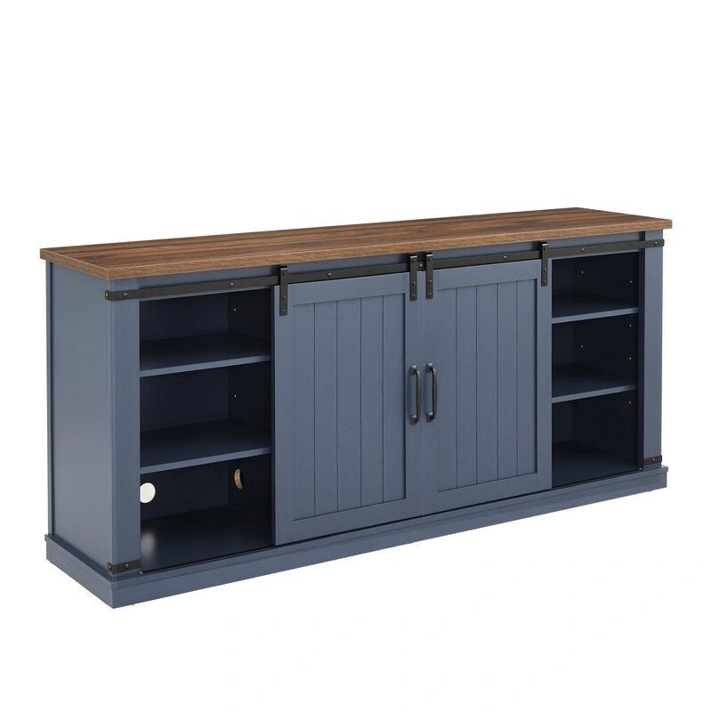 Meuble TV en bois rustique de 173 cm avec portes de grange, pour téléviseurs jusqu'à 75 pouces