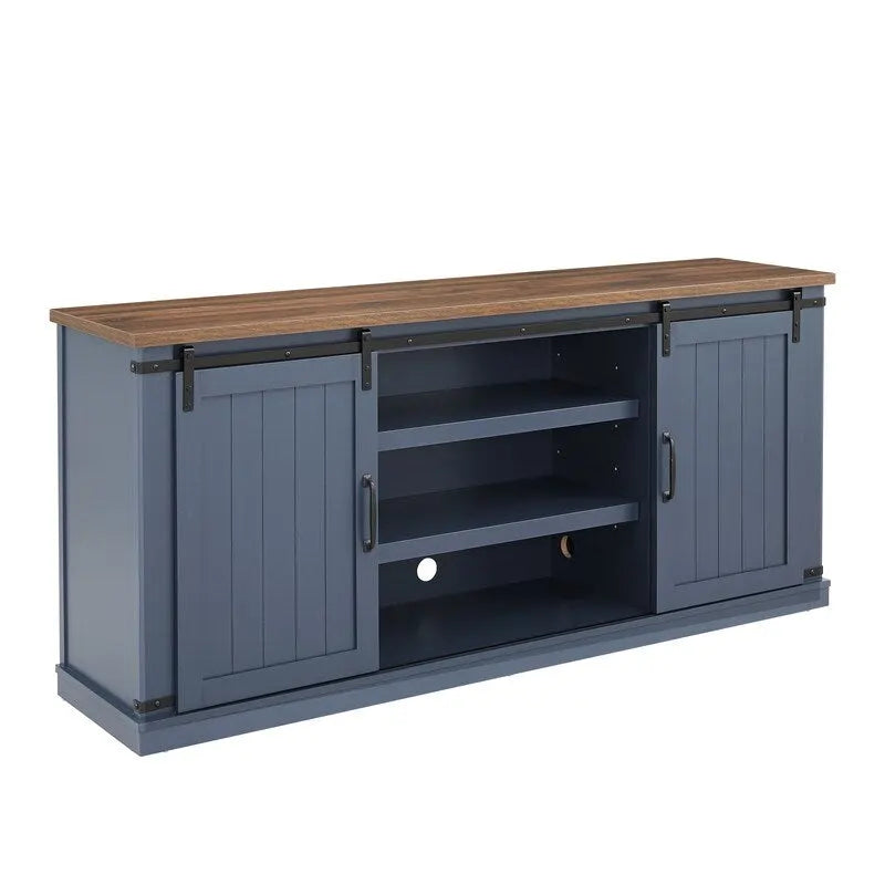 Meuble TV en bois rustique de 173 cm avec portes de grange, pour téléviseurs jusqu'à 75 pouces