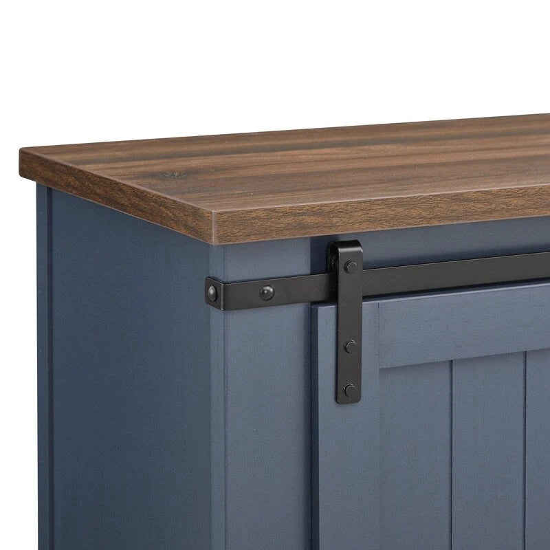 Meuble TV en bois rustique de 173 cm avec portes de grange, pour téléviseurs jusqu'à 75 pouces