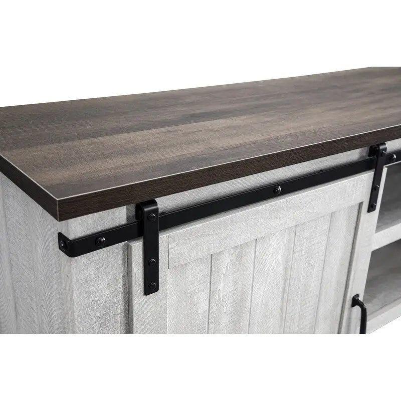Meuble TV en bois rustique de 173 cm avec portes de grange, pour téléviseurs jusqu'à 75 pouces