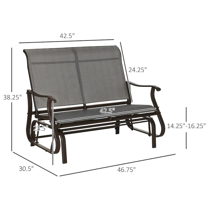 Outsunny 2-Person Outdoor Glider BenchPatio Glider Loveseat Chair