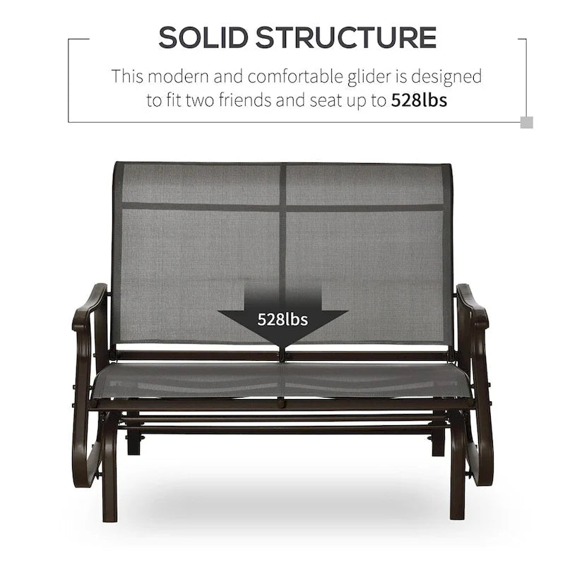 Outsunny 2-Person Outdoor Glider BenchPatio Glider Loveseat Chair