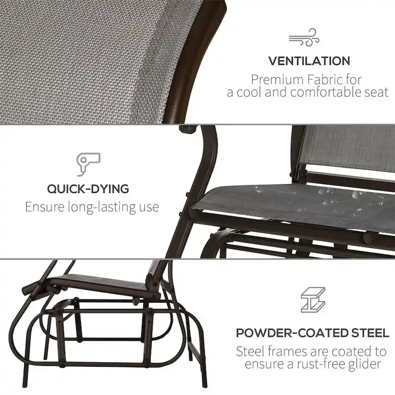 Outsunny 2-Person Outdoor Glider BenchPatio Glider Loveseat Chair