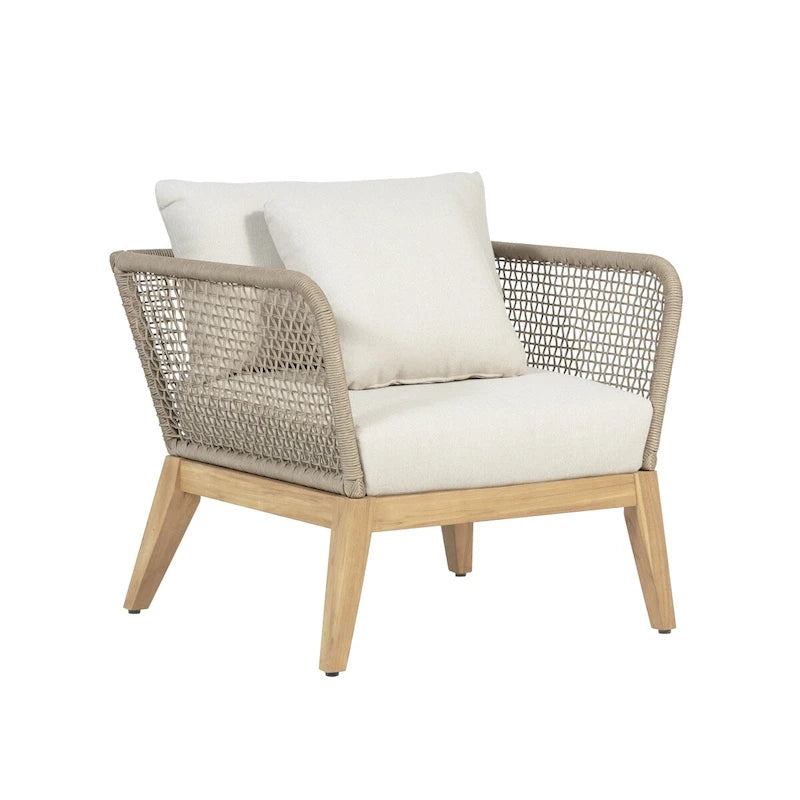 Cypress Teak Wood Outdoor Arm Chair with Rope Design